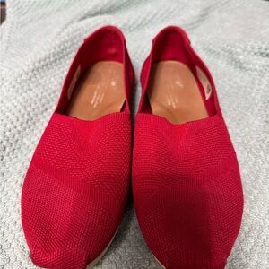 Red Canvas Slip-On Shoes